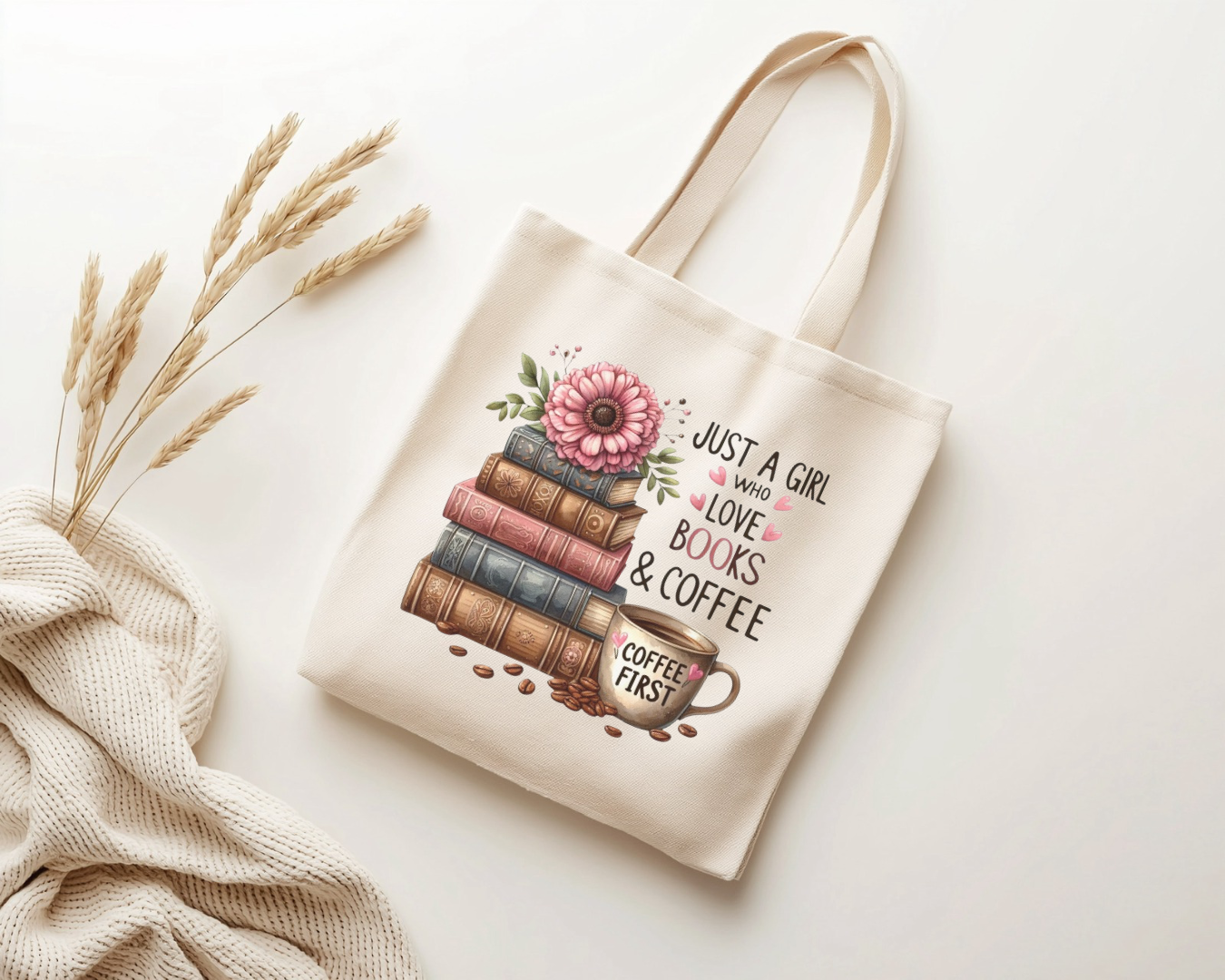 Just a Girl Who Loves Books & Coffee Tote Bag