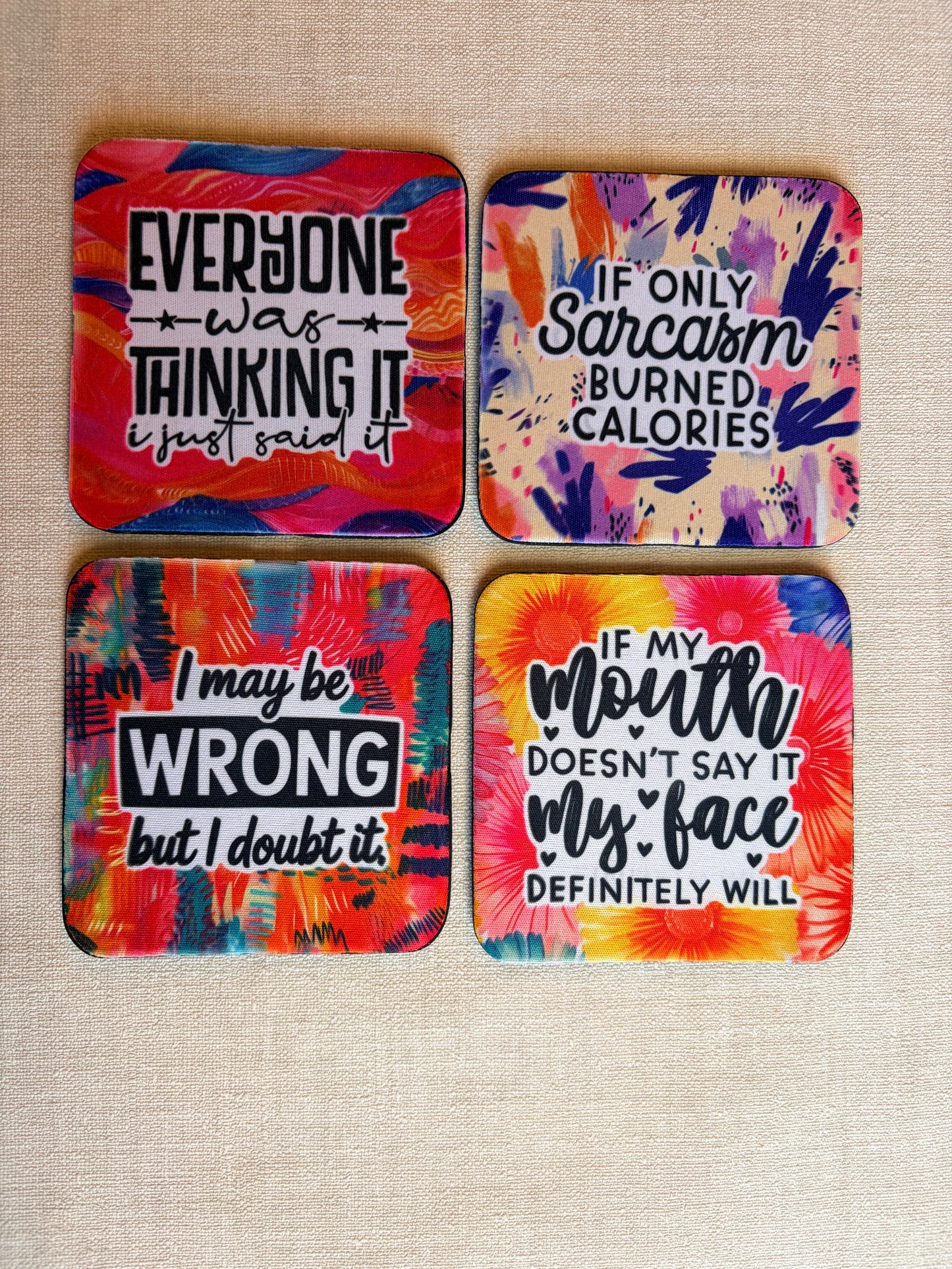 Sassy sarcasm onderzetter set