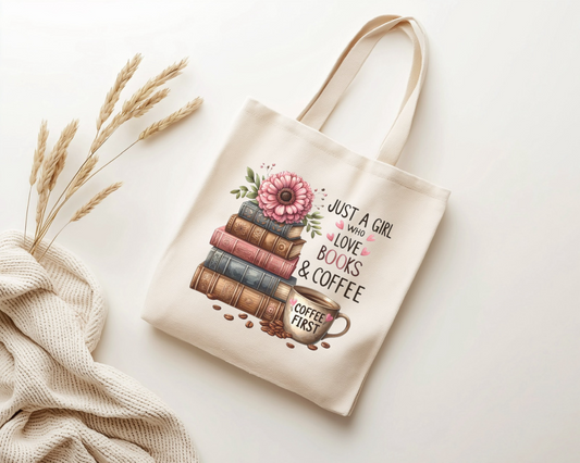 Just a Girl Who Loves Books & Coffee Tote Bag