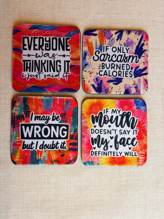 Sassy sarcasm onderzetter set